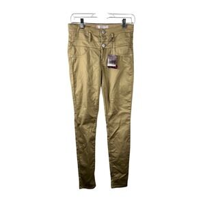 No Boundaries High Rise Skinny Pants Khaki Tan Women Size 7 Button Fly